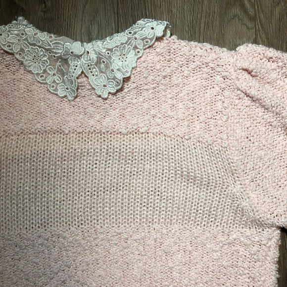 Vintage Pink Knit Lace Collar Sweater - Picture 17 of 17